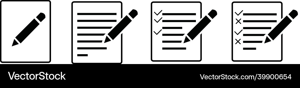 Writing pad simple icons set document icon paper Writing pad simple icons set document icon paper vector image