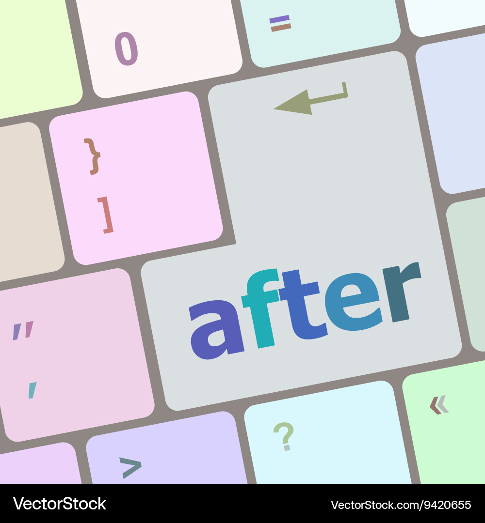 After word on computer pc keyboard key Vector Image