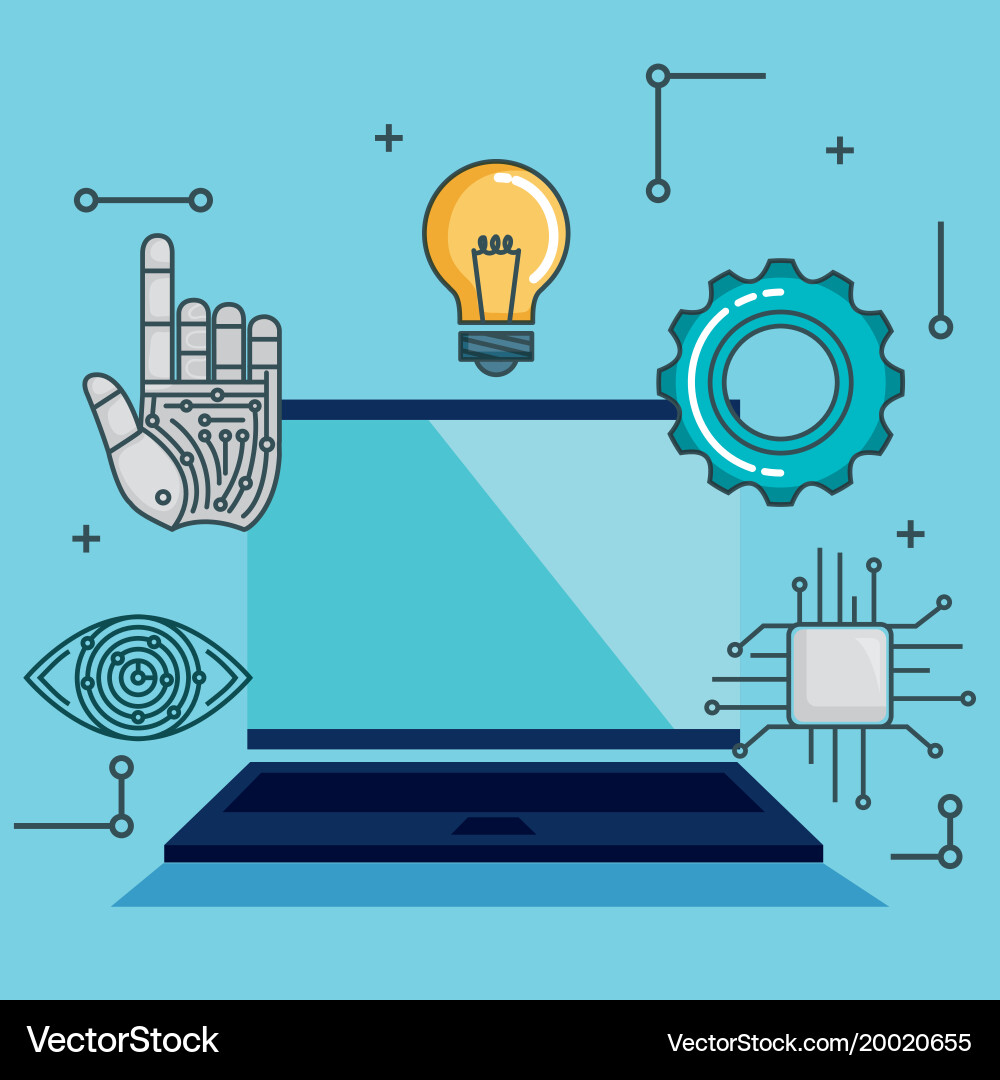 Artificial intelligence technology set icons Vector Image
