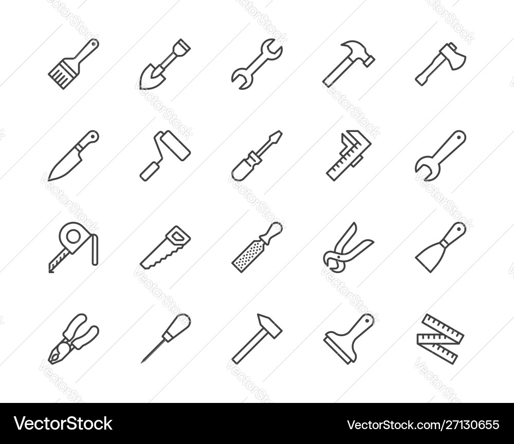 Bauwerkzeuge flache Linie Icons hammer Bauwerkzeuge flache Linie Icons hammer vektorbild