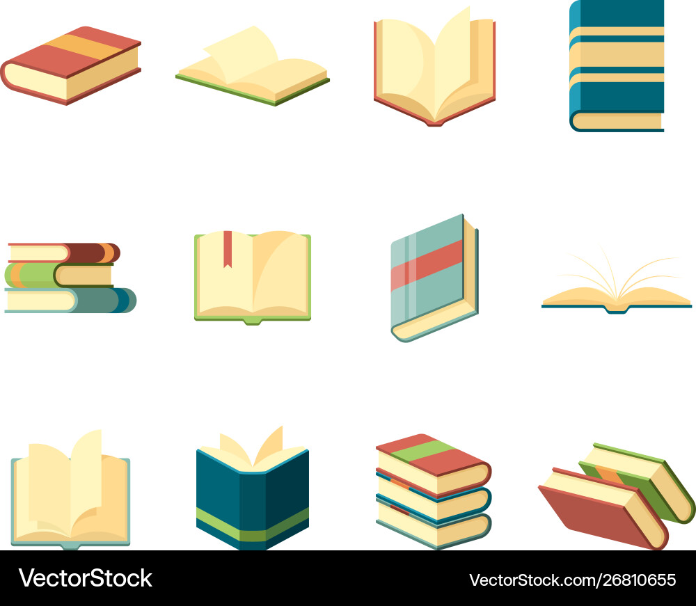 Bücher flache Bibliothek Symbole Lernen Studium Bücher flache Bibliothek Symbole Lernen Studium vektorbild