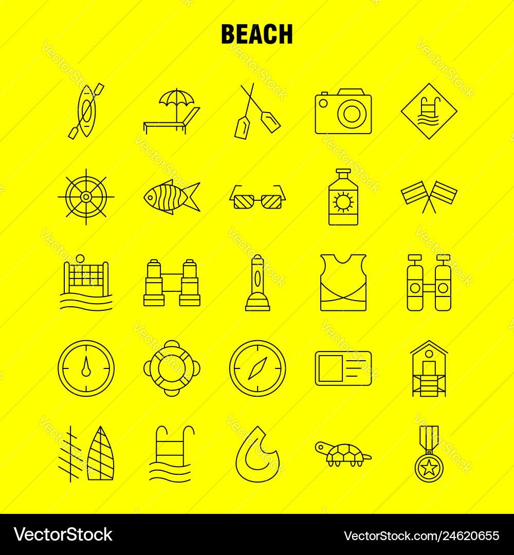 Beach line icon for web print and mobile uxui kit Beach line icon for web print and mobile uxui kit vector image