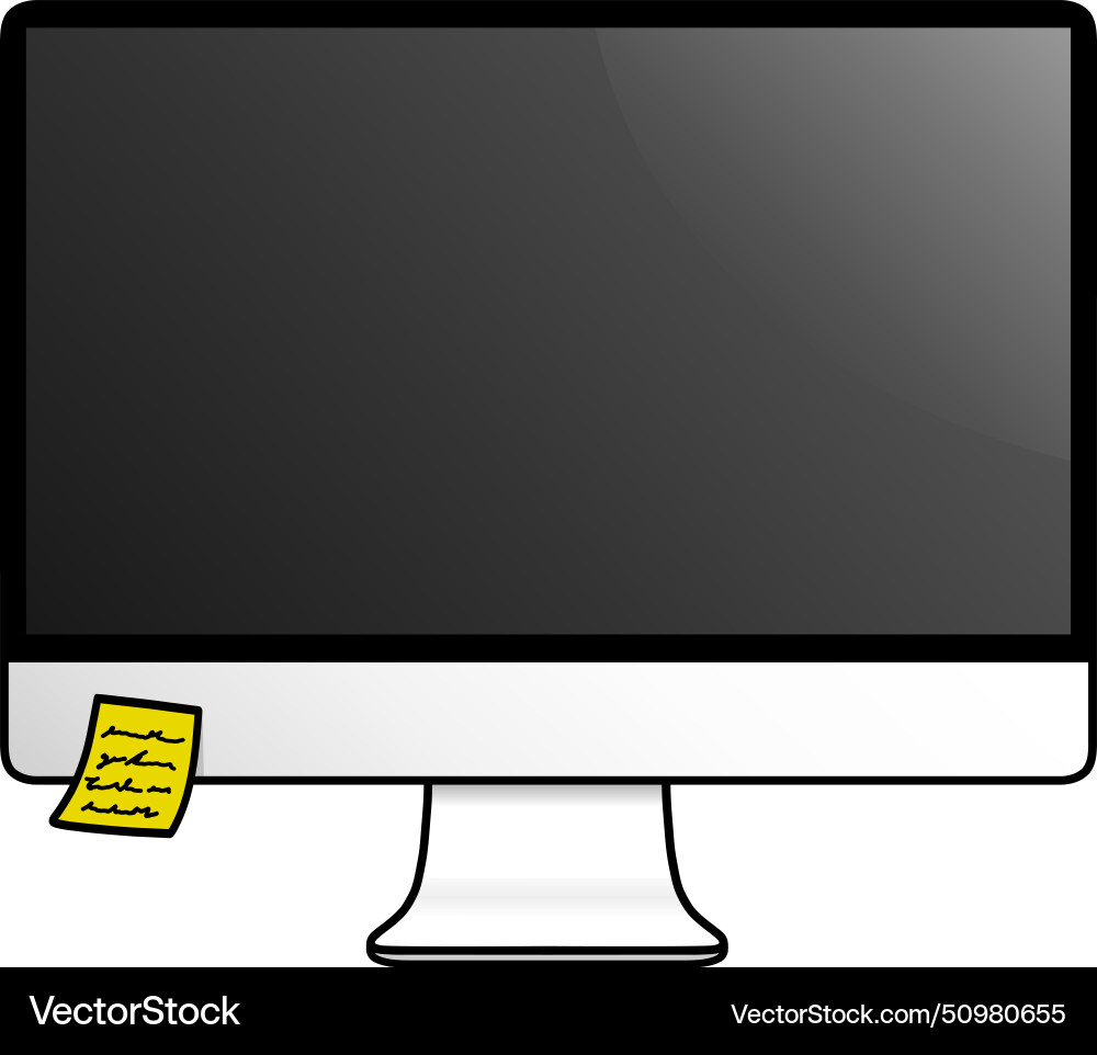 Computer monitor with sticky notes icon Computer monitor with sticky notes icon Vector Image