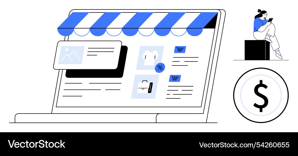 E-commerce website mockup with user browsing Vector Image