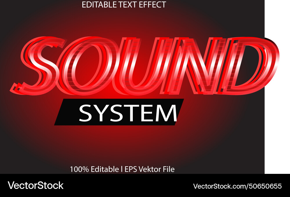 Editable text effect sound system 3d emboss neon Editable text effect sound system 3d emboss neon Vector Image