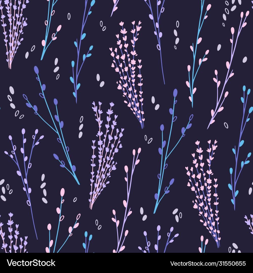 Elegant twigs natural cosmetic pattern-03 Vector Image