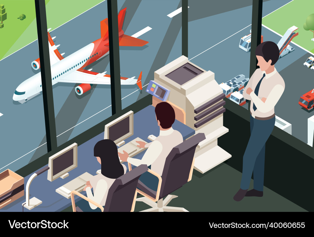 Flight command center airplane tracking Flight command center airplane tracking Vector Image