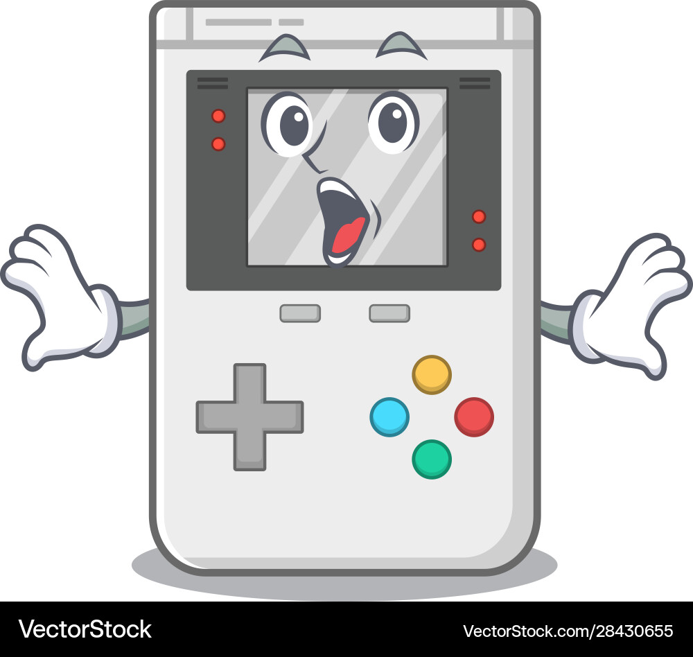 Handheld game scroll surprised gesture on cartoon Handheld game scroll surprised gesture on cartoon Vector Image