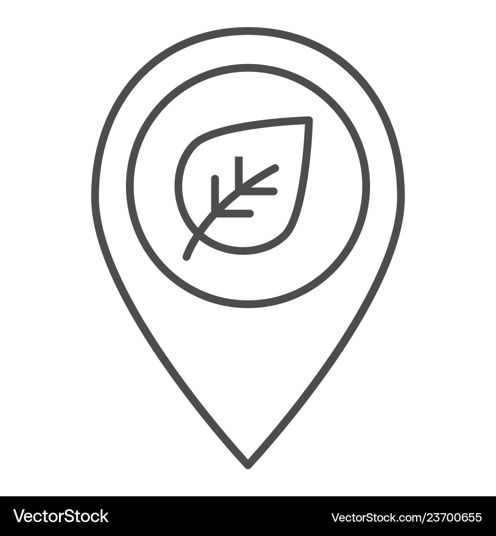 Map pointer with leaf thin line icon sprout vector image