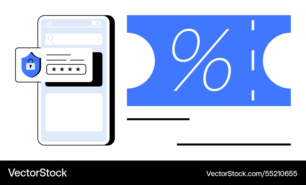 Mobile device displaying password protection next vector image