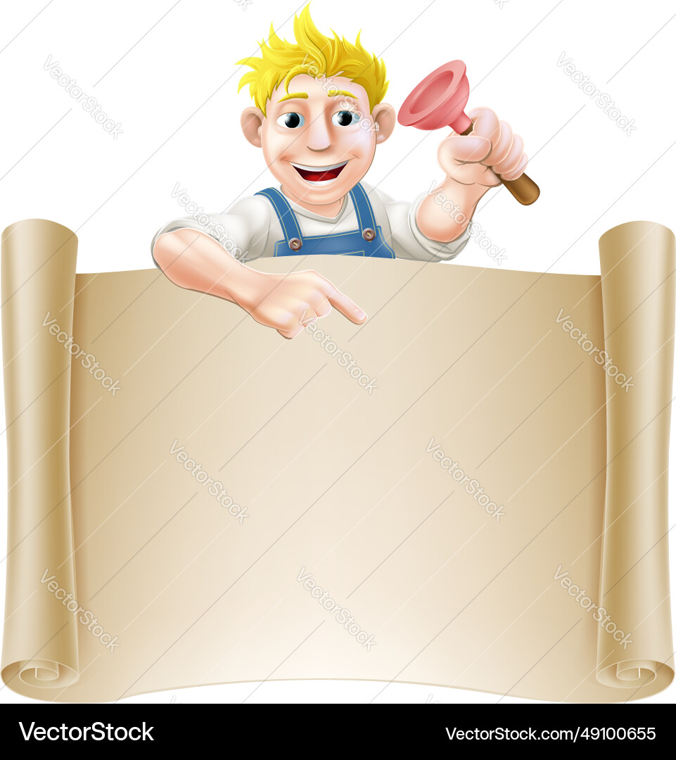 Plumber or janitor and scroll Plumber or janitor and scroll vector image
