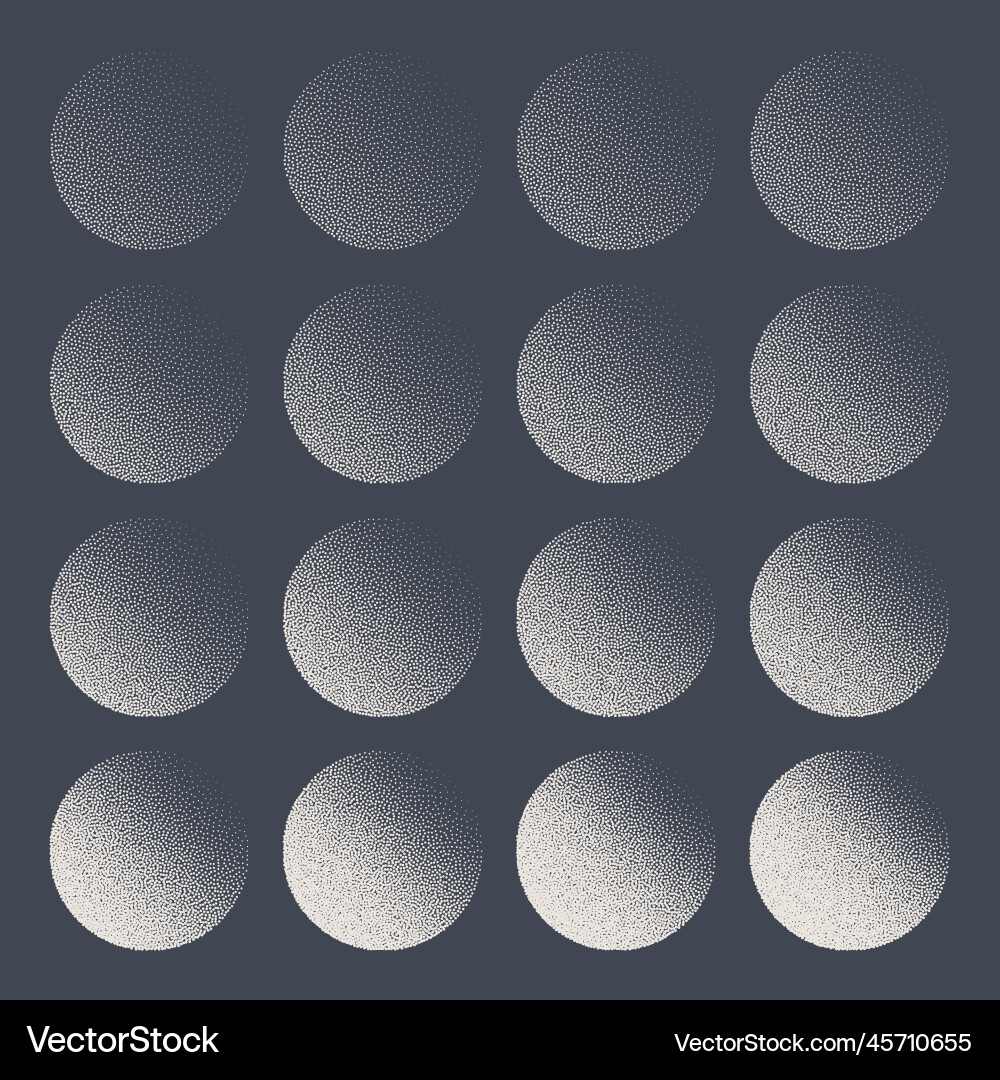 Round shaped dotted objects stipple elements Round shaped dotted objects stipple elements vector image