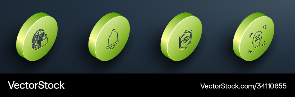 Set isometric fingerprint with lock motion sensor Set isometric fingerprint with lock motion sensor vector image