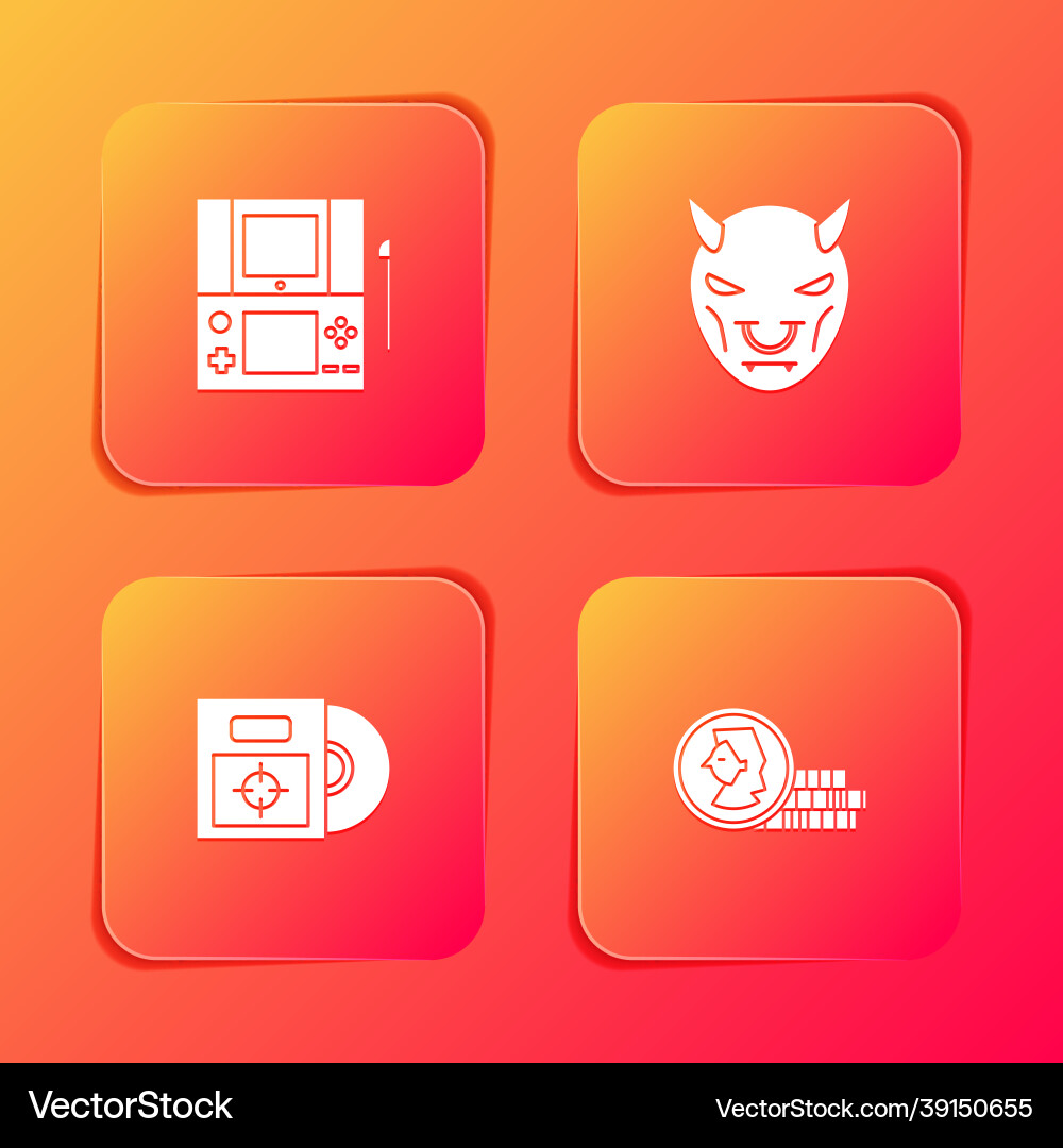 Set portable video game console mask of the devil Set portable video game console mask of the devil vector image