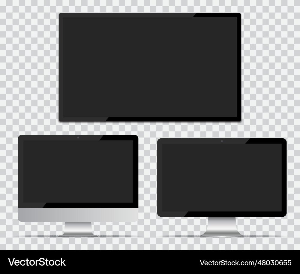 Tv screen and computer monitors with empty vector image