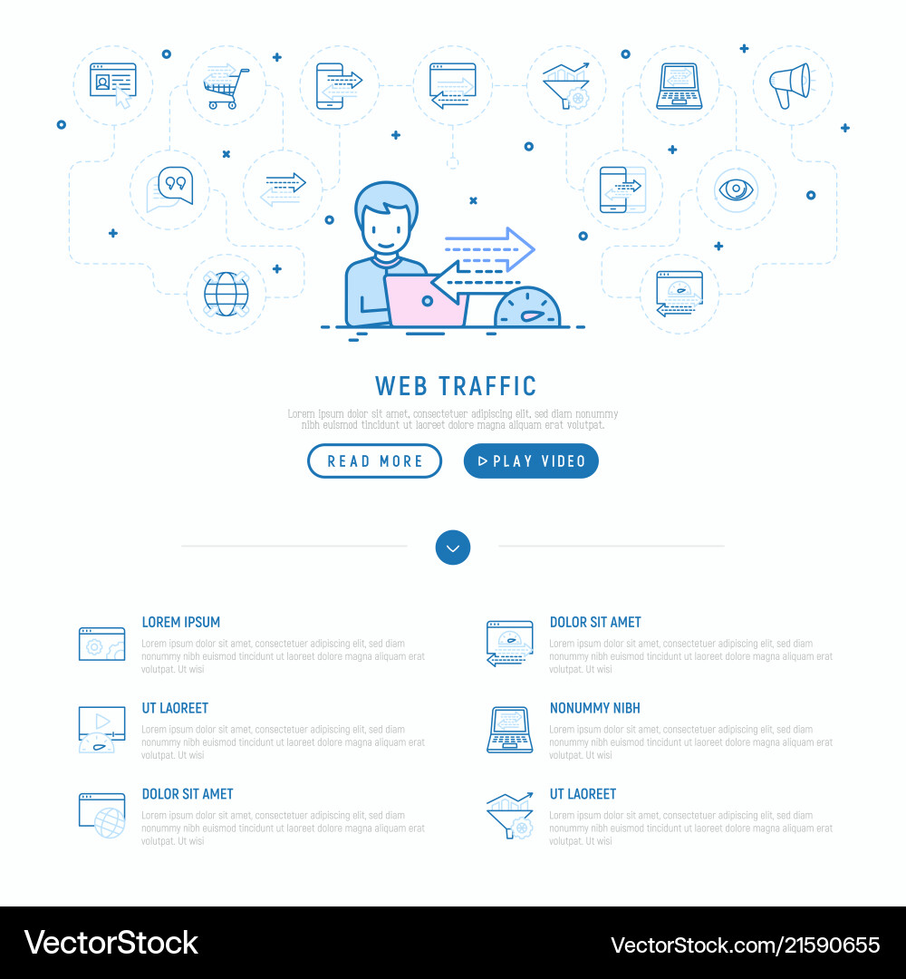 Web analyst monitors traffic speed vector image