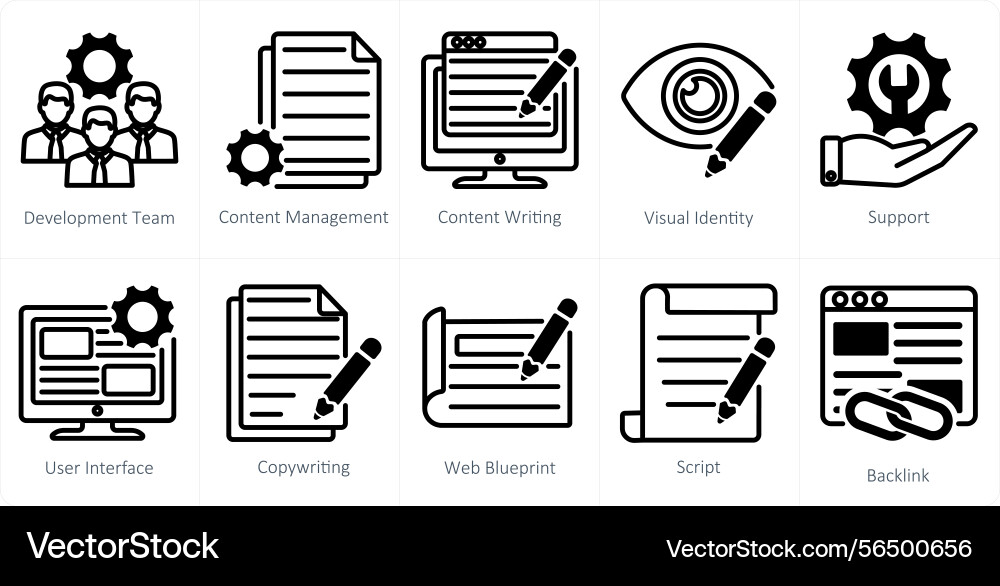A set of 10 web design icons as development team vector image