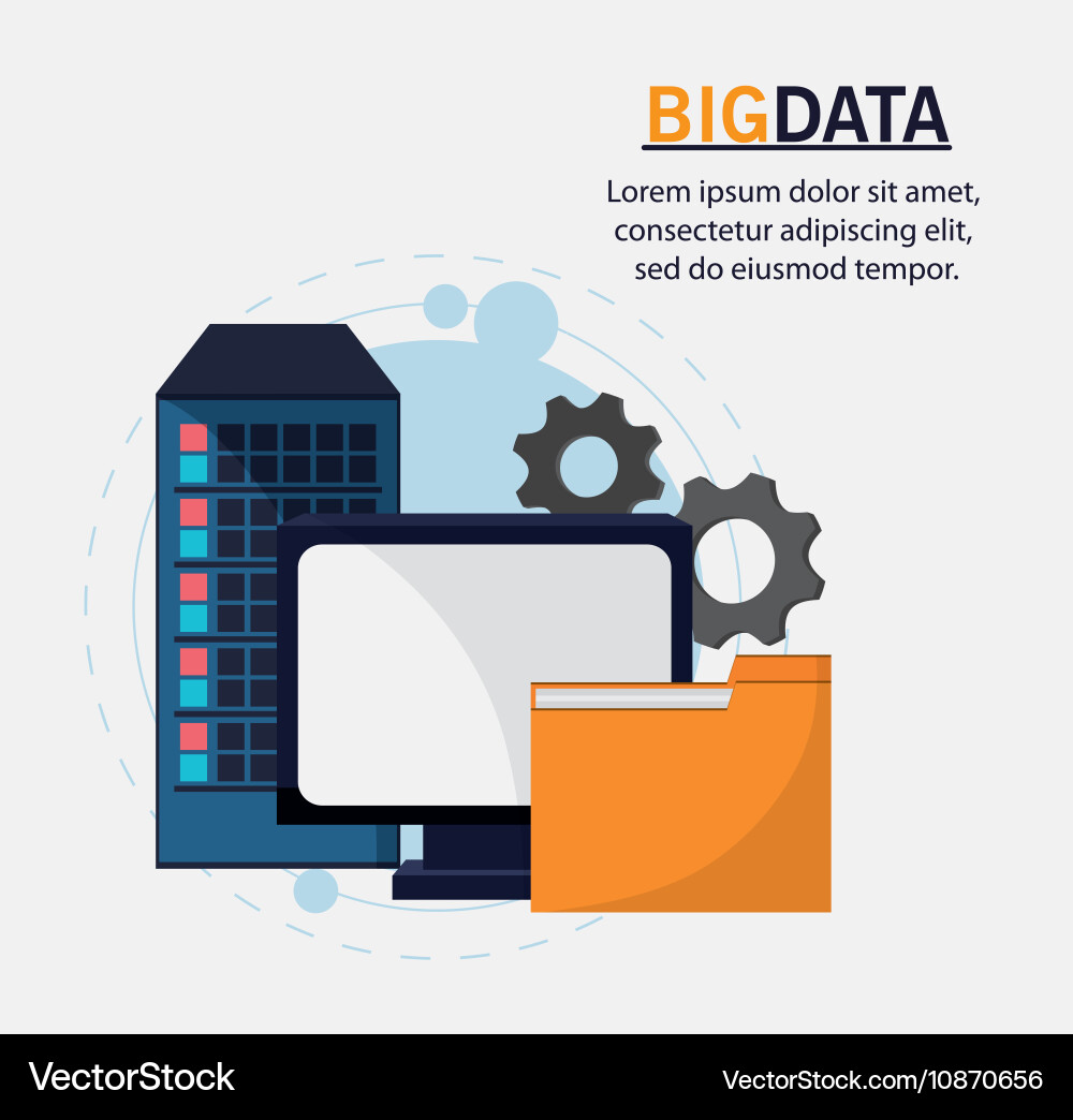 Big data center base and web hosting icon set Vector Image