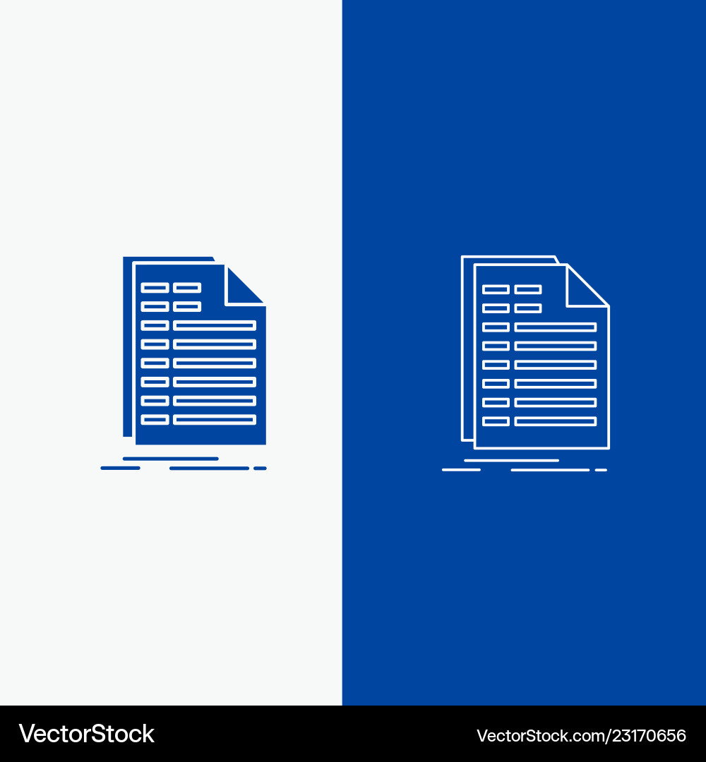 Bill excel file invoice statement line and glyph Bill excel file invoice statement line and glyph vector image