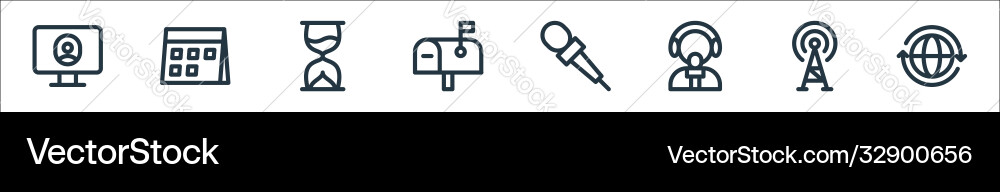 Communication and media line icons linear set Communication and media line icons linear set vector image