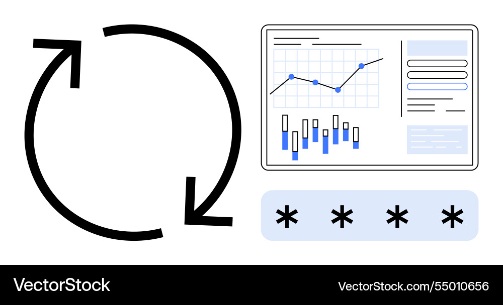 Data synchronization concept with refreshing Vector Image