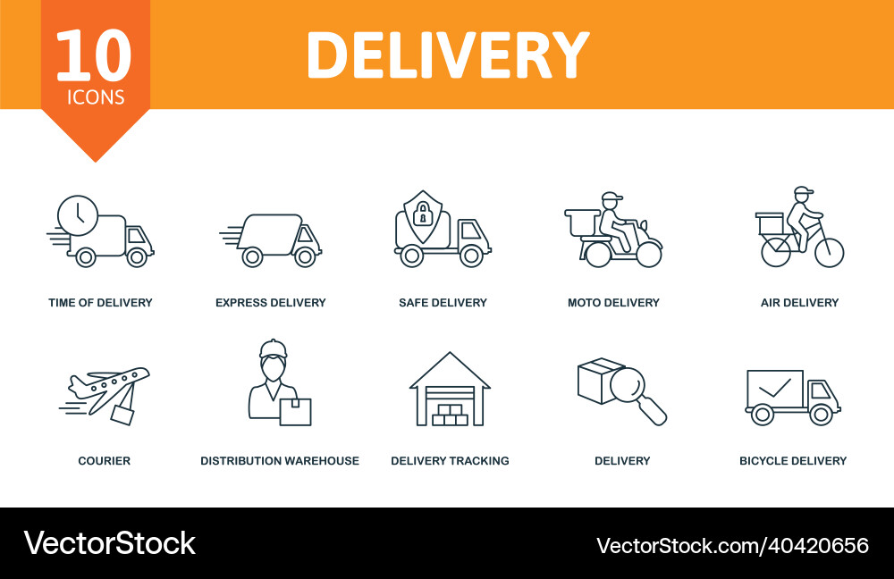 Delivery icon set collection of simple elements Vector Image