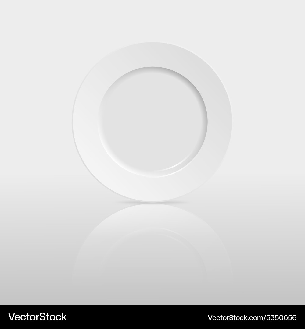 Empty plate with reflection on white background vector image