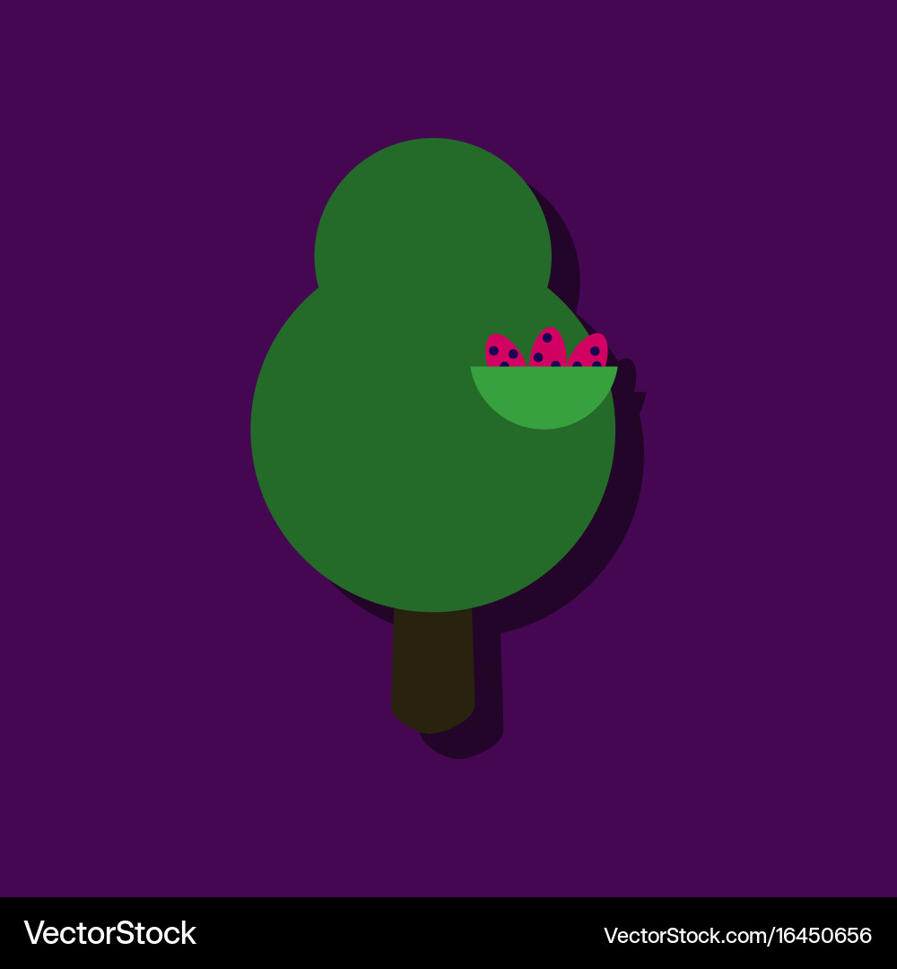Flat icon design collection tree and nest Vector Image