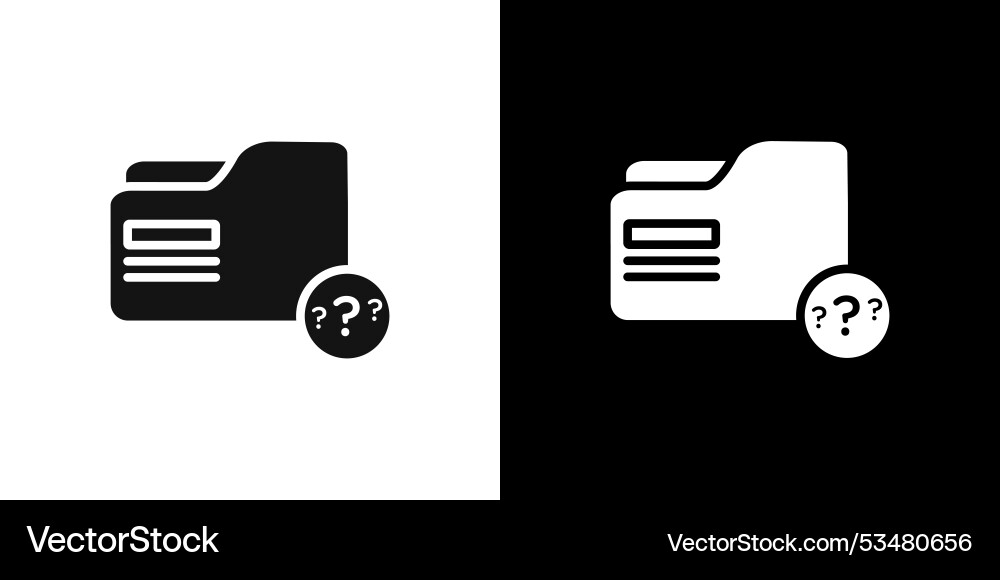 Folder with questionmark icon flat set outline Folder with questionmark icon flat set outline Vector Image