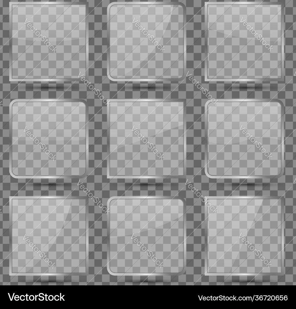 Glossy glass square buttons with reflection Glossy glass square buttons with reflection vector image