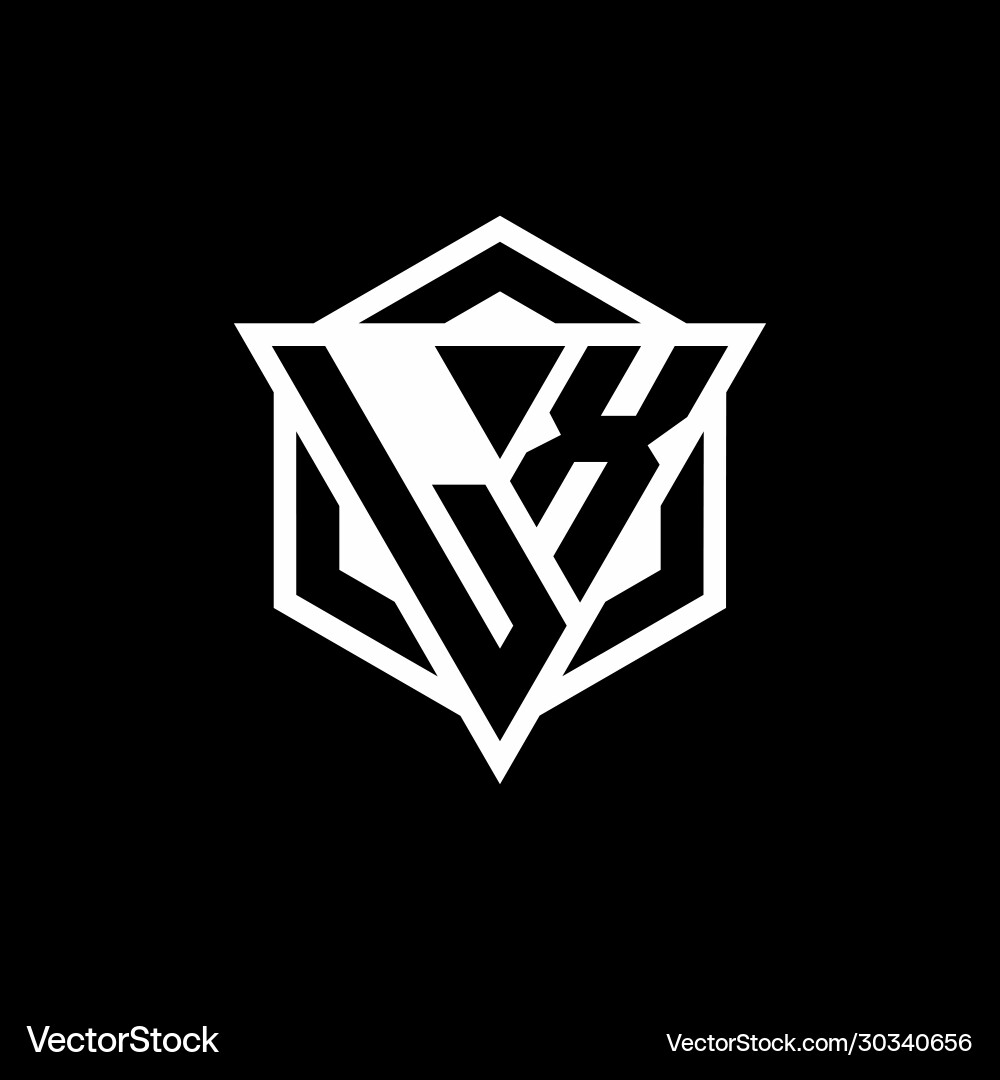 Lx logo monogram with triangle and hexagon shape Lx logo monogram with triangle and hexagon shape Vector Image