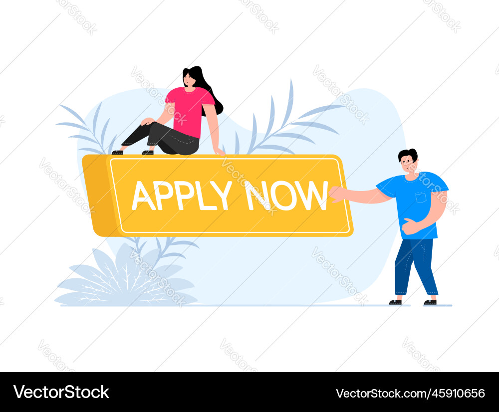 People press button with text apply now click vector image