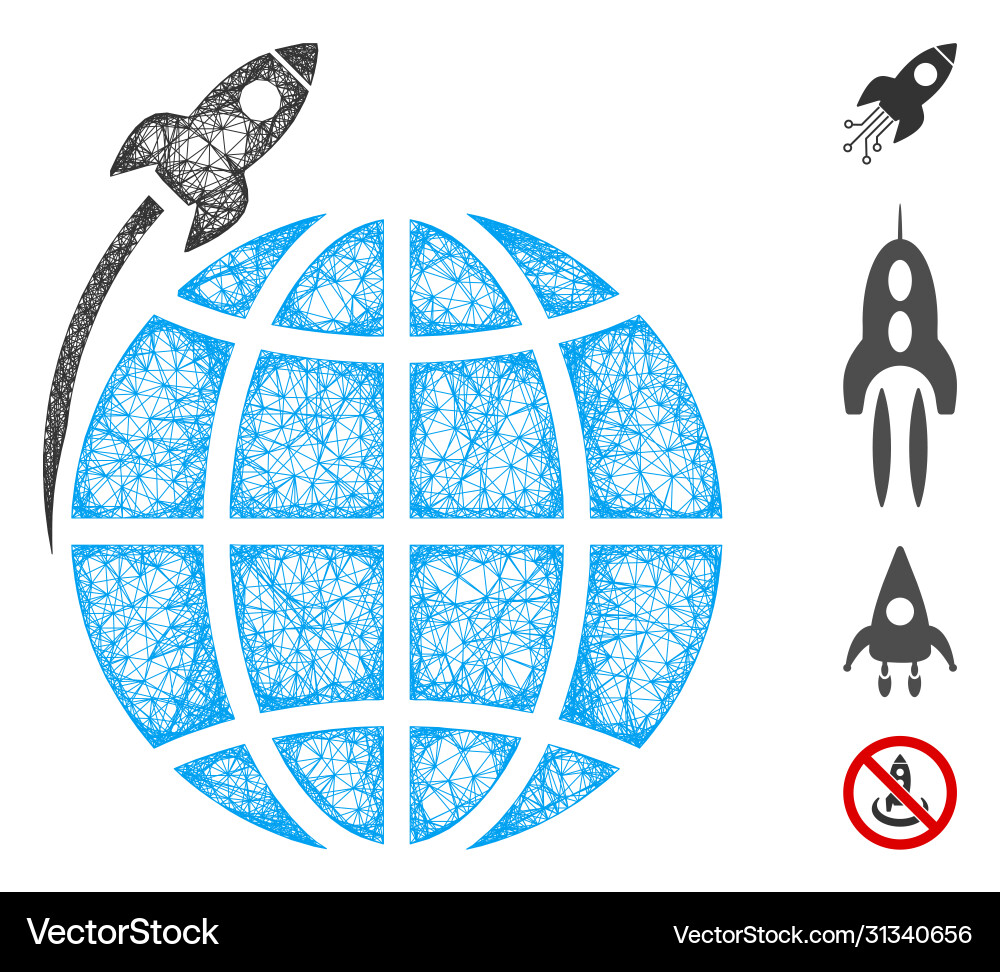 Planet satellite launch web mesh Planet satellite launch web mesh vector image