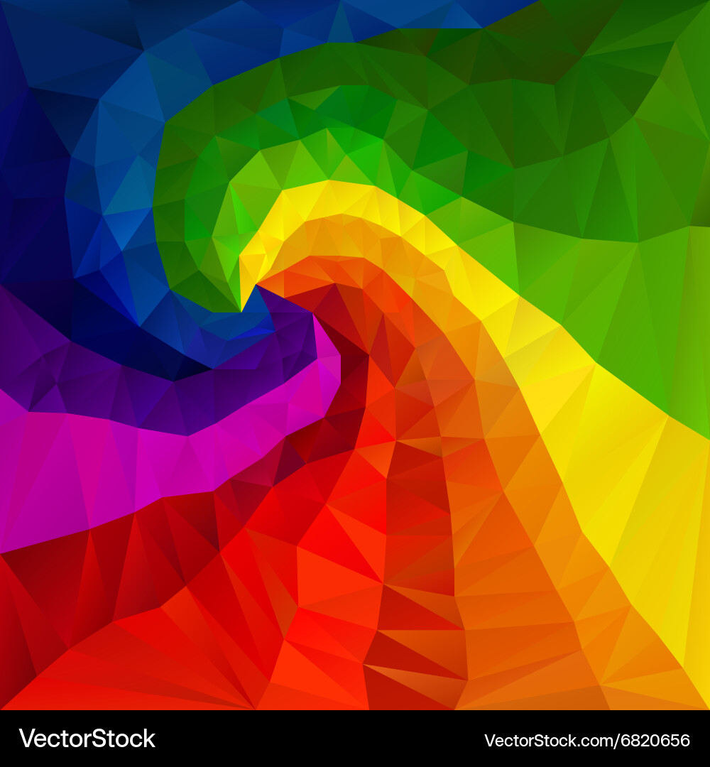 Rainbow spectrum spiral polygon triangular pattern Vector Image