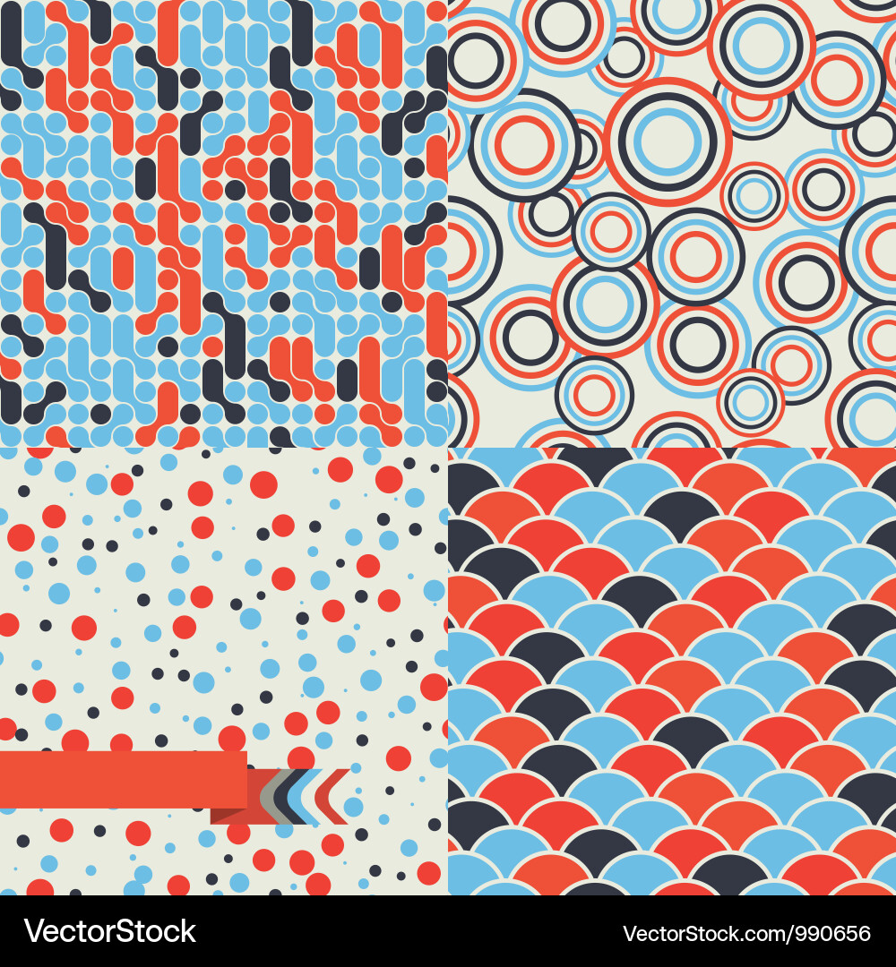 Seamless set of retro pattern stylish background Vector Image