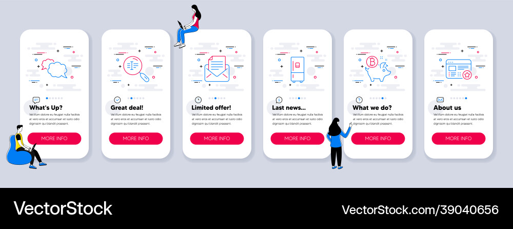 Set of technology icons such as search text Vector Image