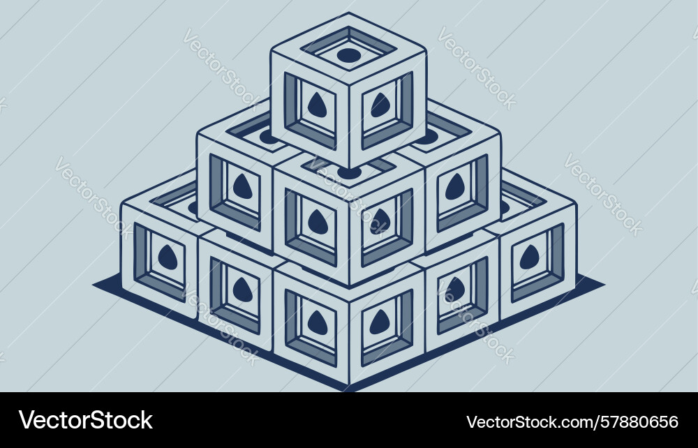 Textured isometric stacked blocks design Vector Image