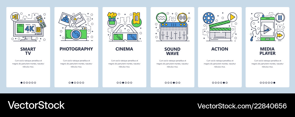 Web site linear art onboarding screens Web site linear art onboarding screens Vector Image