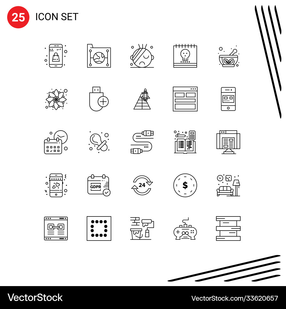 25 universal lines set for web and mobile vector image