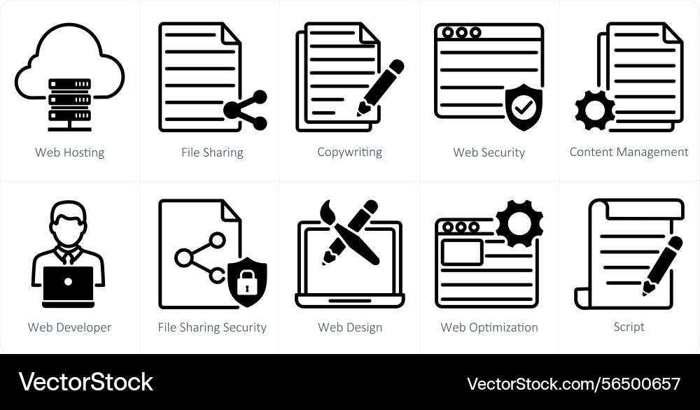 A set of 10 web design icons as hosting file vector image