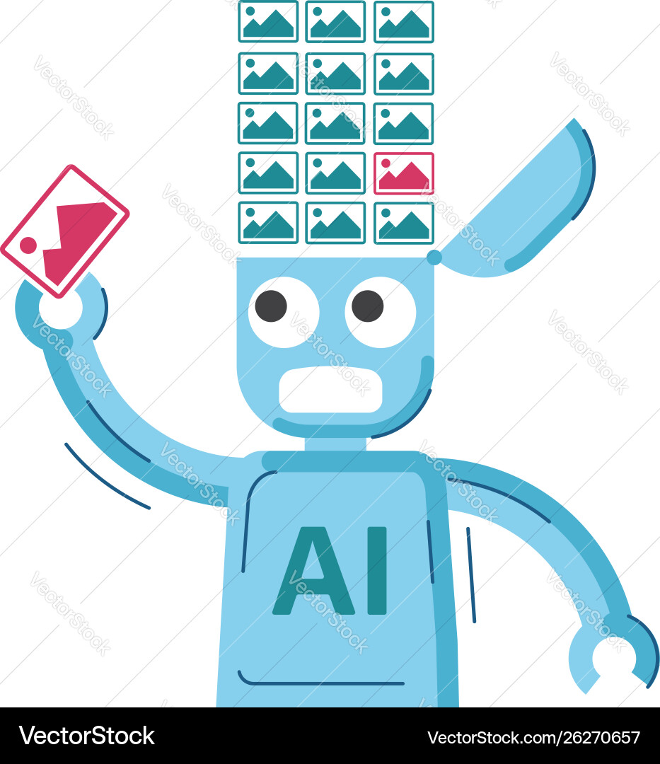 Ai robot is educated and getting images Vector Image