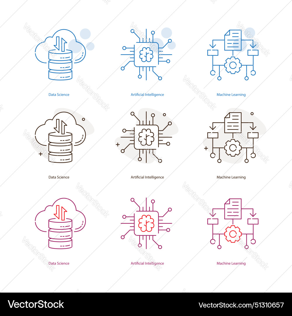 Artificial intelligence ai machine learning ml Artificial intelligence ai machine learning ml vector image