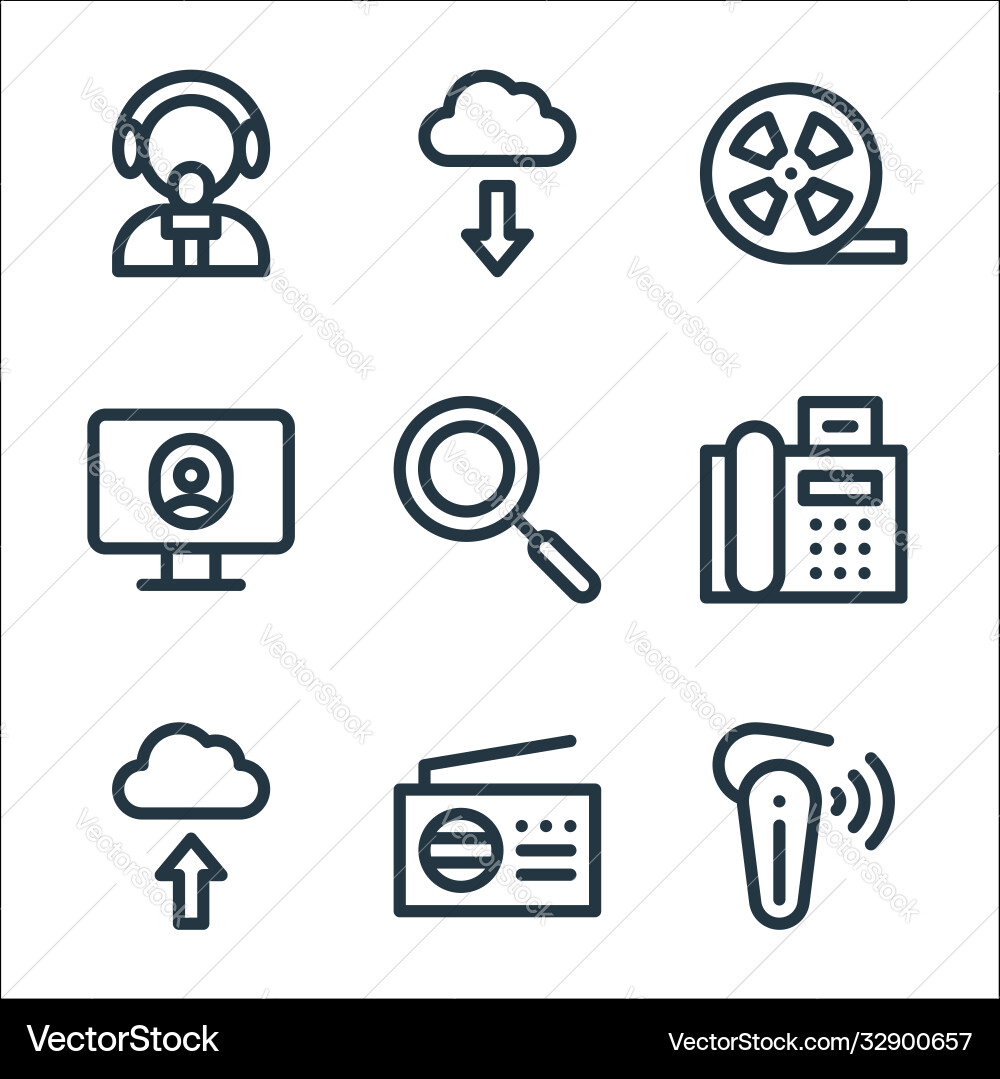 Communication and media line icons linear set Communication and media line icons linear set vector image