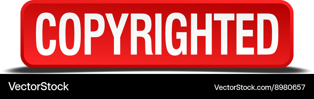 Copyrighted red three-dimensional square button Vector Image