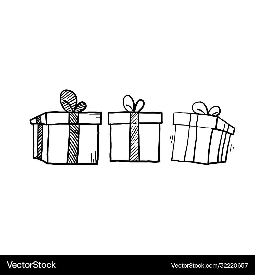 Doodle gift handdrawn cartoon style Doodle gift handdrawn cartoon style vector image