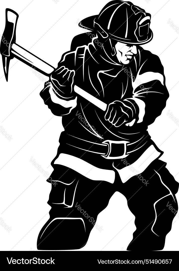 Fireman firefighter stencil black Royalty Free Vector Image