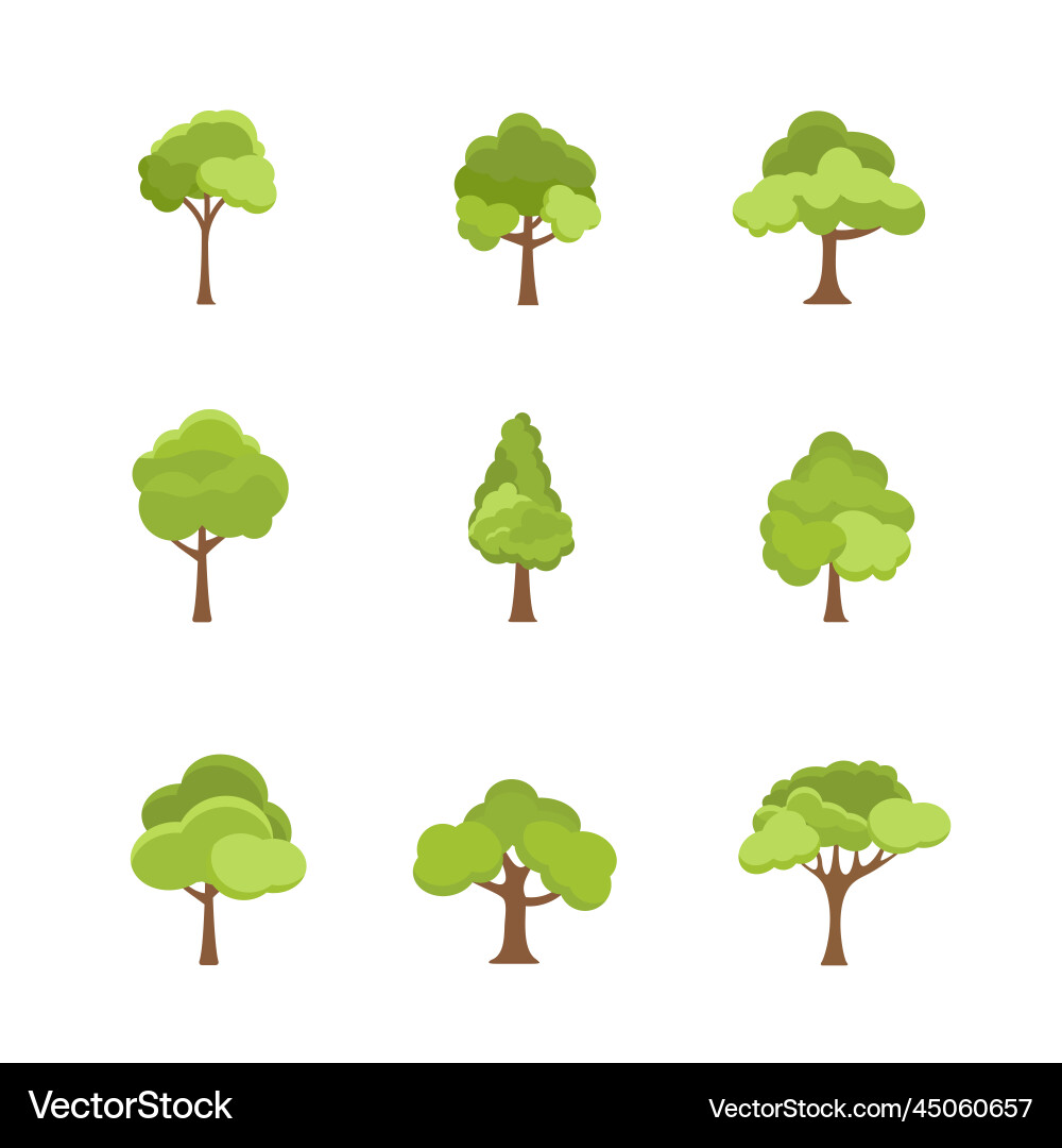 Flat Tree Icon - Simple Forest Vector Image