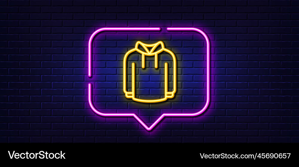 Hoody line icon hoodie wear sign neon light Vector Image