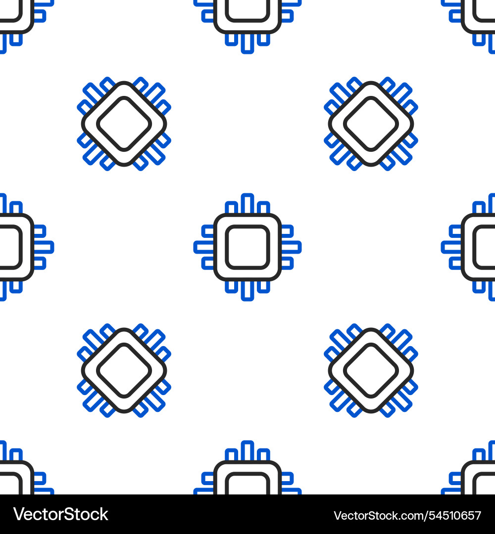 Line computer processor with microcircuits cpu Line computer processor with microcircuits cpu Vector Image