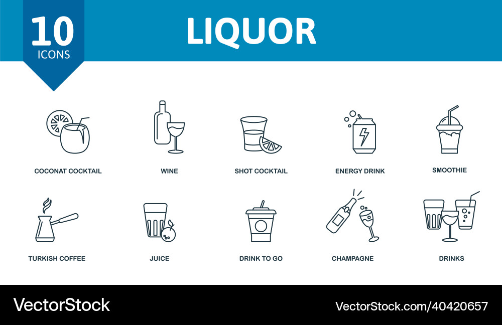 Liquor icon set collection of simple elements Vector Image
